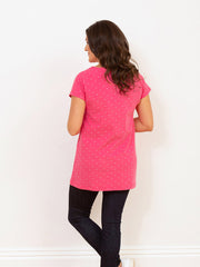 Kite - Womens organic Frampton jersey tunic pink - Tiny dot all-over print - Relaxed fit