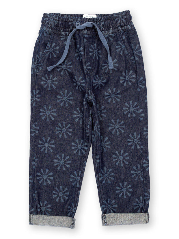 Kite - Boys organic smiley sun denim pull ups navy blue - Light navy etched design - Elasticated waistband with adjustable ties
