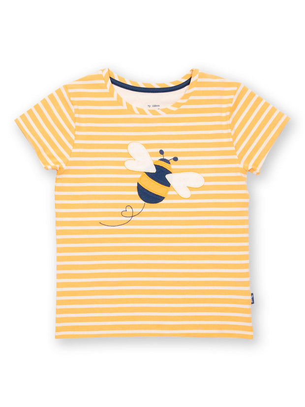Kite - Girls organic queen bee t-shirt yellow - Appliqué design - Short sleeved