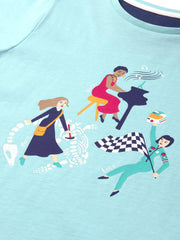 Kite - Girls organic super girls t-shirt blue - Placement print - Short sleeved