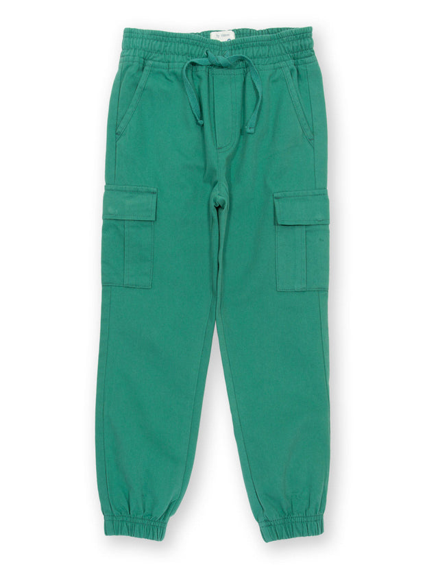 Kite - Boys organic utility pull ons green - Twill - Elasticated waistband with adjustable ties