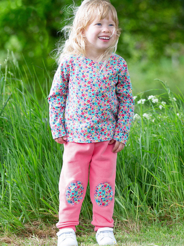 Kite - Girls organic petal perfume joggers pink - Contrast knee patches - Elasticated waistband with adjustable ties