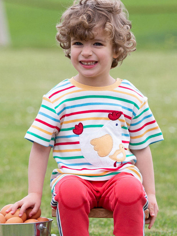 Kite - Boys organic lucky duck t-shirt rainbow - Appliqué design - Short sleeved