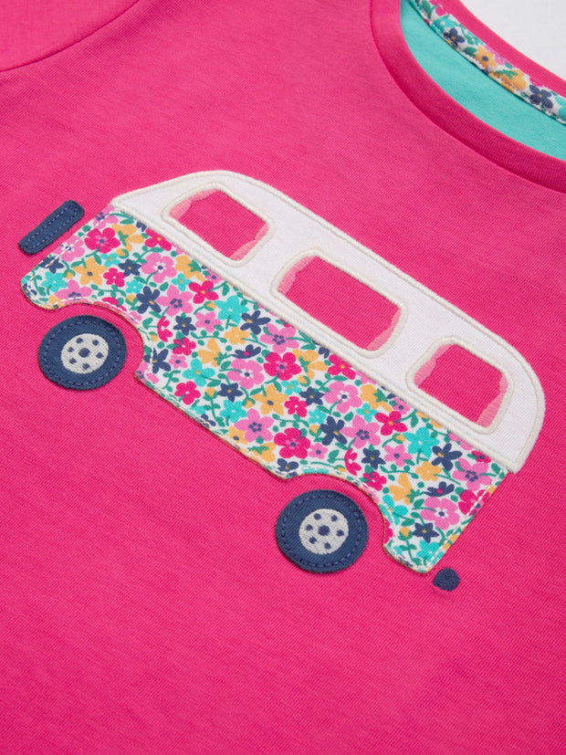 Kite - Girls organic camper t-shirt pink - Appliqué design - Short sleeved