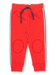 Kite - Boys organic side stripe joggers red - Brush back sweat fabric - Elasticated waistband with adjustable ties