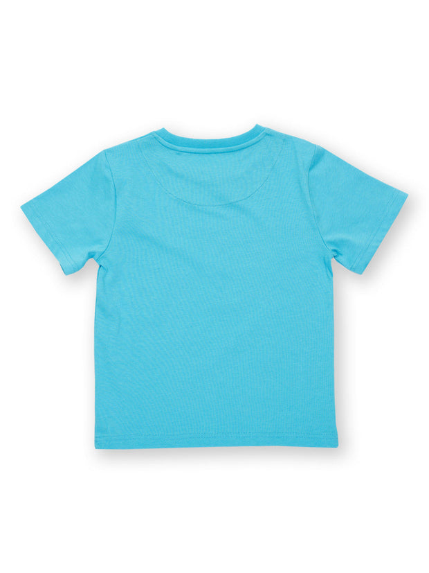 Kite - Boys organic dino world t-shirt blue - Placement print - Short sleeved