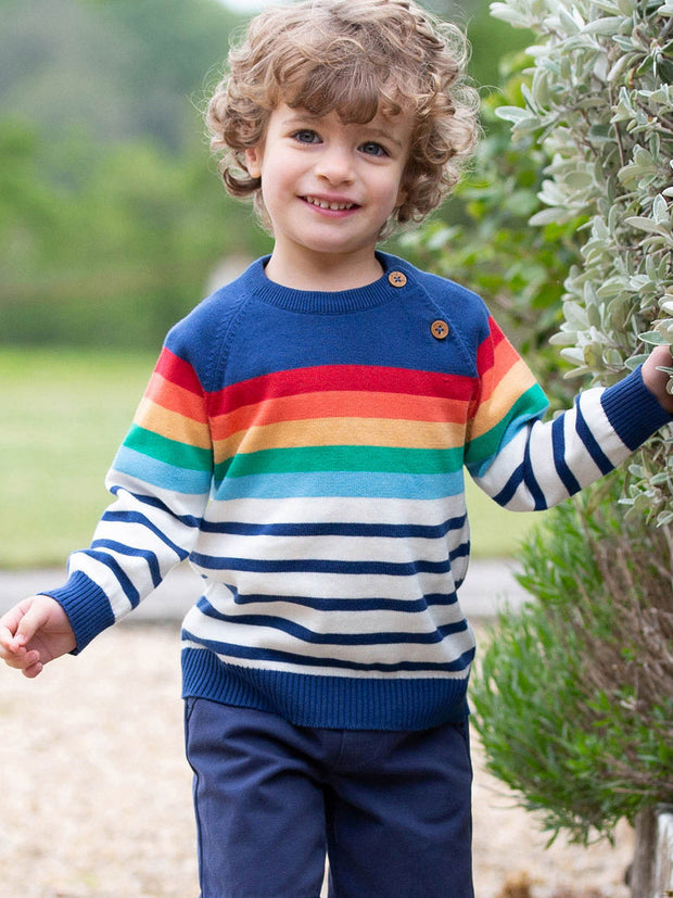 Kite - Boys organic rainbow stripe jumper - Lightweight knitwear