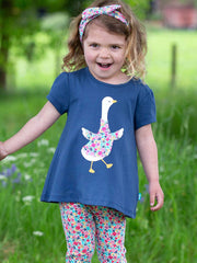 Kite - Girls organic goosey tunic navy blue - Appliqué design - Short sleeved
