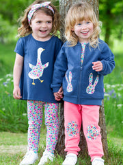 Kite - Girls organic goosey tunic navy blue - Appliqué design - Short sleeved