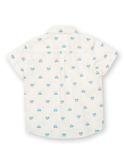 Kite - Boys organic camper shirt cream - Short sleeved