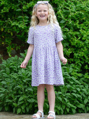 Kite - Girls organic Daisy Bell dress purple - Short sleeves with turn-ups
