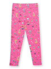 Kite - Girls organic fun fair leggings pink - Elasticated waistband