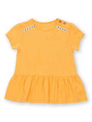 Kite - Girls organic easy breezy tunic yellow - Daisy trim at shoulder - Short sleeved