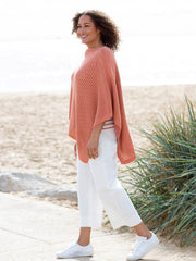 Kite - Womens organic Hermitage knit poncho orange - Midweight knitwear