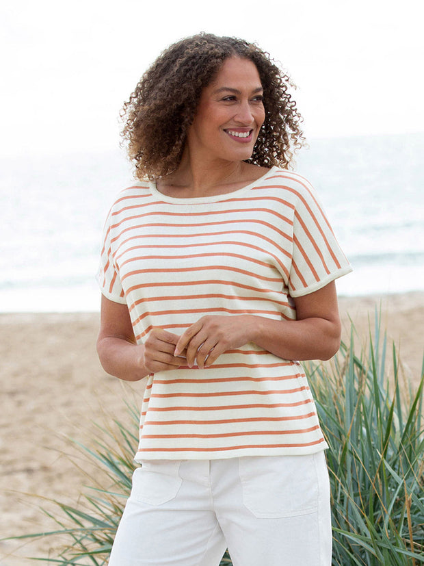 Kite - Womens organic Creech knit top coral - Relaxed fit