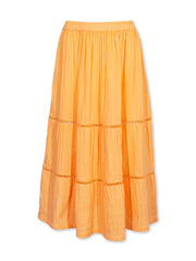 Kite - Womens organic Chickerell tiered muslin skirt yellow - Mid-calf length