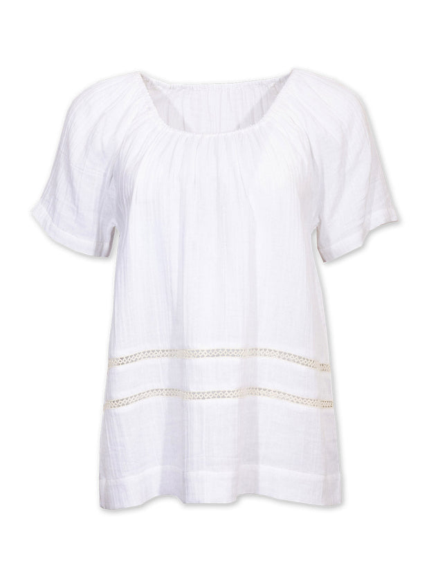 Kite - Womens organic Chilcombe muslin blouse ecru - Elasticated neckline