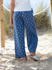 Kite - Womens organic Melbury muslin trousers giraffy navy - Elasticated waistband across back