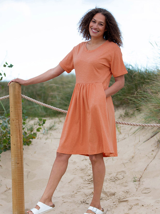 Kite - Womens organic Shore slub jersey dress orange - Above the knee length