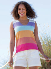 Kite - Womens organic Sandley v-neck knit vest top rainbow - Lightweight knitwear