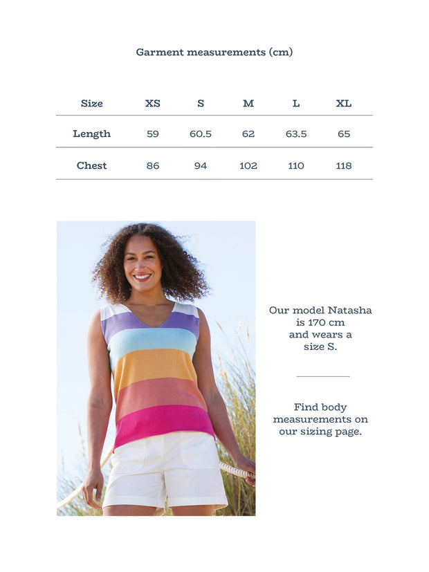 Kite - Womens organic Sandley v-neck knit vest top rainbow - Lightweight knitwear