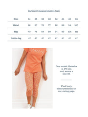 Kite - Womens organic Holt cropped leggings petal perfume orange - All-over print - Deep elasticated waistband