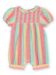 Kite - Baby Girls organic special stripe romper - Yarn dyed stripe - Keyhole back neck opening with coconut button
