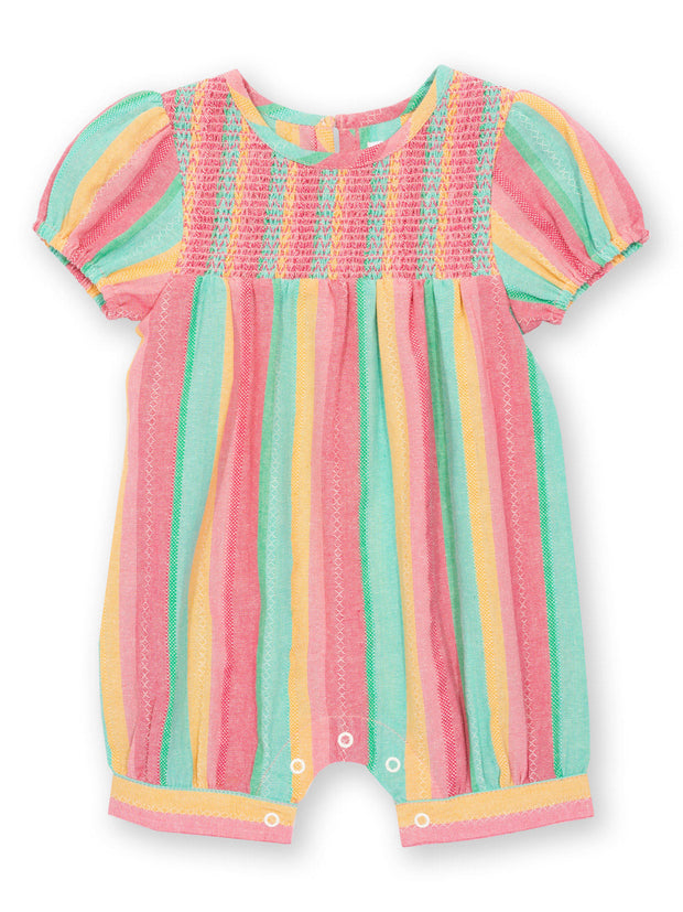 Kite - Baby Girls organic special stripe romper - Yarn dyed stripe - Keyhole back neck opening with coconut button