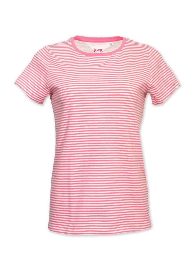 Kite - Womens organic Tarrant jersey top pink stripe - T-shirt neck