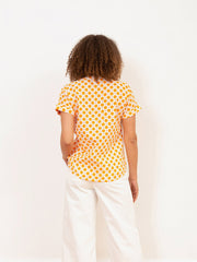 Kite - Womens organic Holwell muslin blouse groovy dot yellow - All-over print - Classic collar with stand