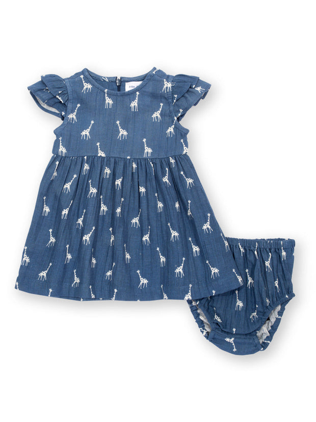 Kite - Baby Girls organic giraffy dress and pants navy blue