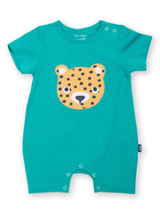 Kite - Baby organic jungle cub romper blue - Appliqué design - Popper openings