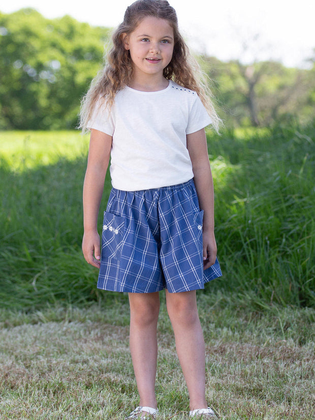 Kite - Girls organic special check culottes - Yarn dyed check - Elasticated waistband