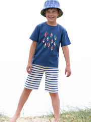 Kite - Boys organic Corfe shorts cream - Yarn dyed stripe - Elasticated waistband with adjustable ties