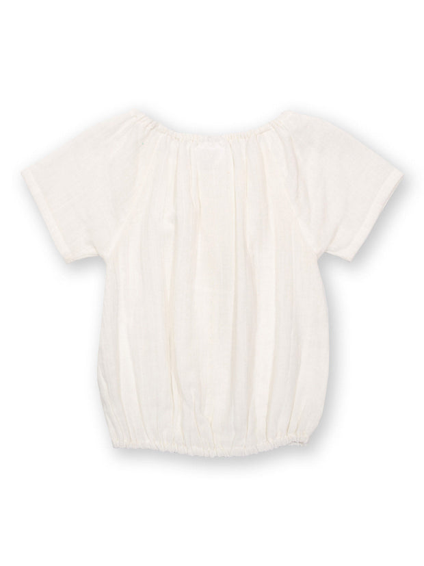 Kite - Girls organic together blouse cream - Double layer muslin - Short sleeved