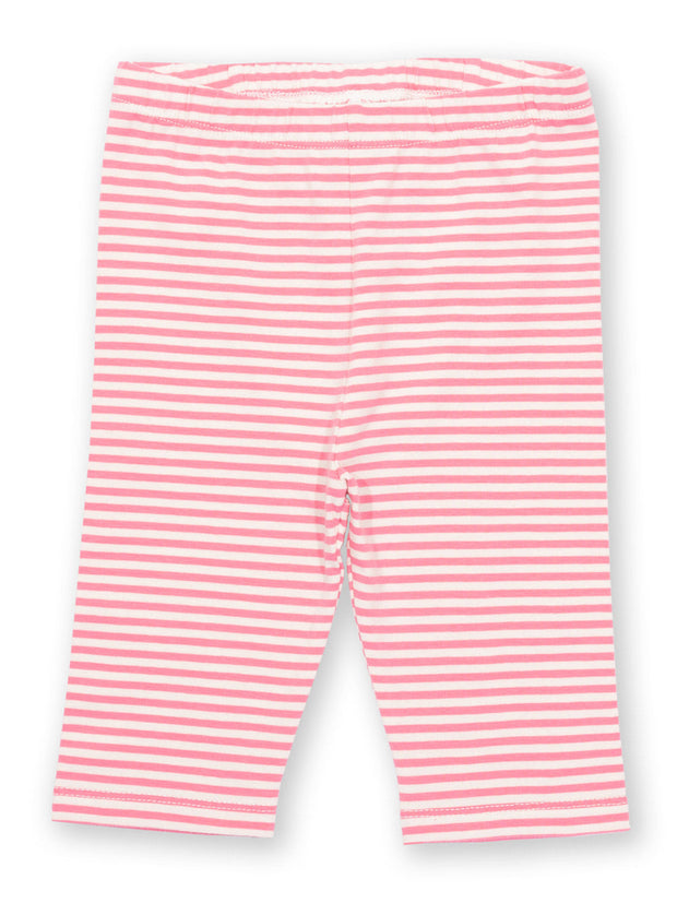 Kite - Girls organic pedal pushers pink - Yarn dyed stripe - Elasticated waistband