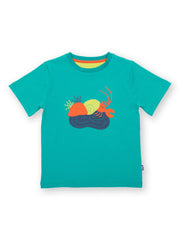Kite - Boys organic rock pool t-shirt blue - Appliqué design - Short sleeved