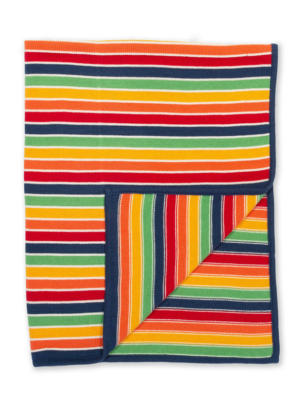 Kite - Baby organic cotton rainbow knit blanket - Stripe design - 70 cm x 90 cm