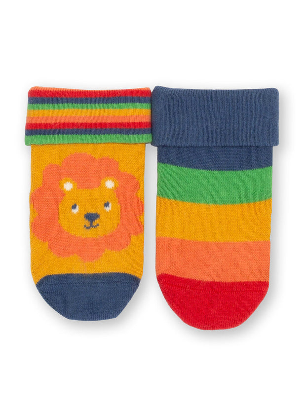 Kite - Baby organic cotton lionheart socks - Rainbow stripe design - Two pack