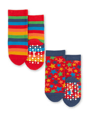Kite - Boys organic cotton superstar grippy socks red - Two pack