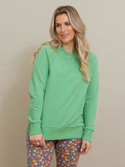 Kite - Womens organic cotton Westbourne sweatshirt green - Raglan sleeve with rib insert detail