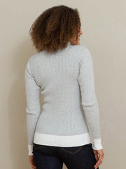 Trigon turtle neck knit top grey marl