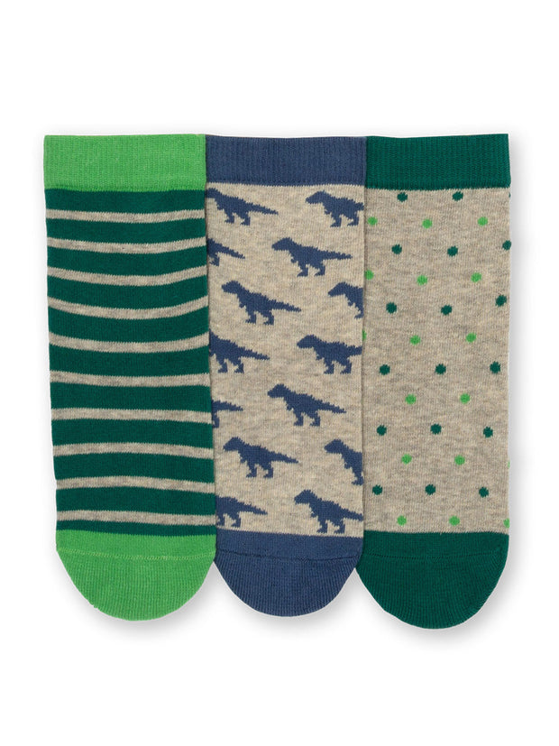Kite - Boys organic cotton dino socks - Three pack