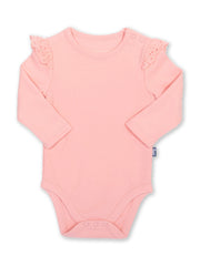 Kite - Baby girls organic cotton broderie bodysuit pink - Popper openings
