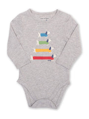 Kite - Baby organic cotton silly sausage bodysuit grey - Placement print - Popper openings