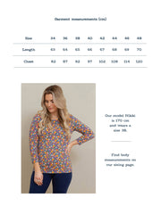 Tarrant 3/4 sleeve jersey top love ditsy