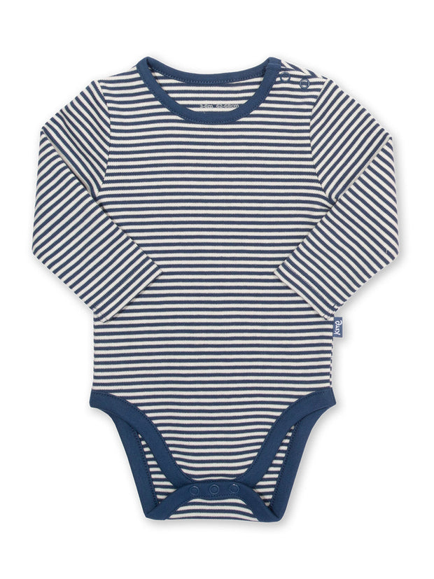 Kite - Baby organic cotton stripy bodysuit navy - Yarn dyed stripe - Popper openings