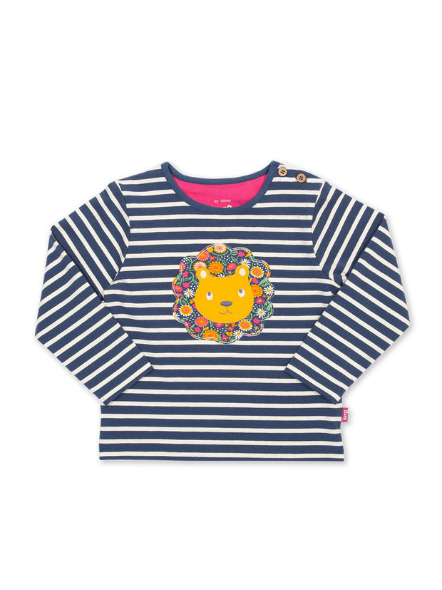 Kite - Girls organic cotton lion love t-shirt navy - Appliqué design - Long sleeved
