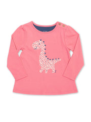 Kite - Girls organic cotton dino ditsy tunic pink - Placement print - Long sleeved