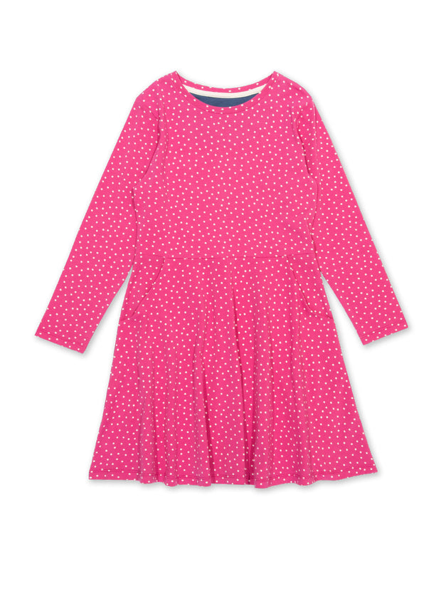Kite - Girls organic cotton darling dot skater dress pink - Long sleeved